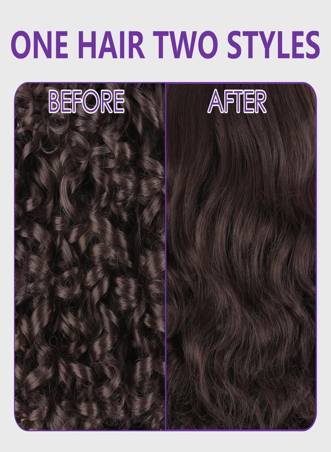 SOKU Long Curly Brown Wig, 22 Inch Glueless 13x4x1 HD Lace Front Wigs for Black Women Pre-Plucked Hairline with Baby Hair Lightweight Synthetic Curly Layered Hair Wigs(Dark Brown) - Image 5